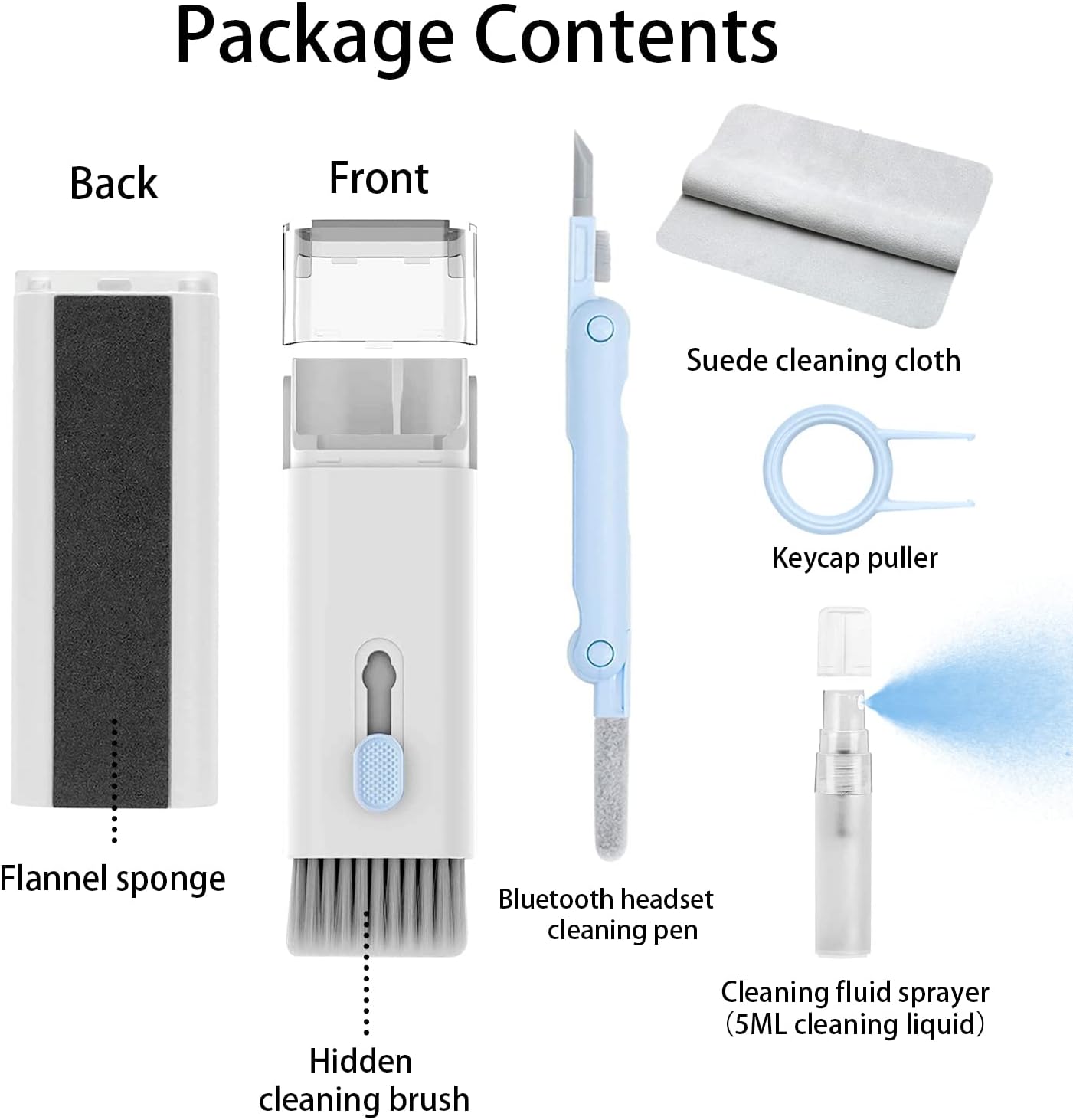 7 in 1 Electronic Cleaner kit - Keyboard Cleaner, Keyboard Cleaning Kit, Laptop Cleaner with Brush, Electronic Cleaner for Laptop/Phone/Computer/Screen (Give Away a Flannel Cloth) Blue