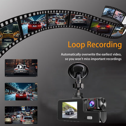 1080P 3 Channel Dash Camera for Car Front and Rear Inside Dashcam Car Video Recorder,170°Wide Angle Vehicle Cam,WDR,G-Sensor,2’’ IPS Screen,Loop Recording,Night Vision(3Channel Dash Cam With 32G Card)