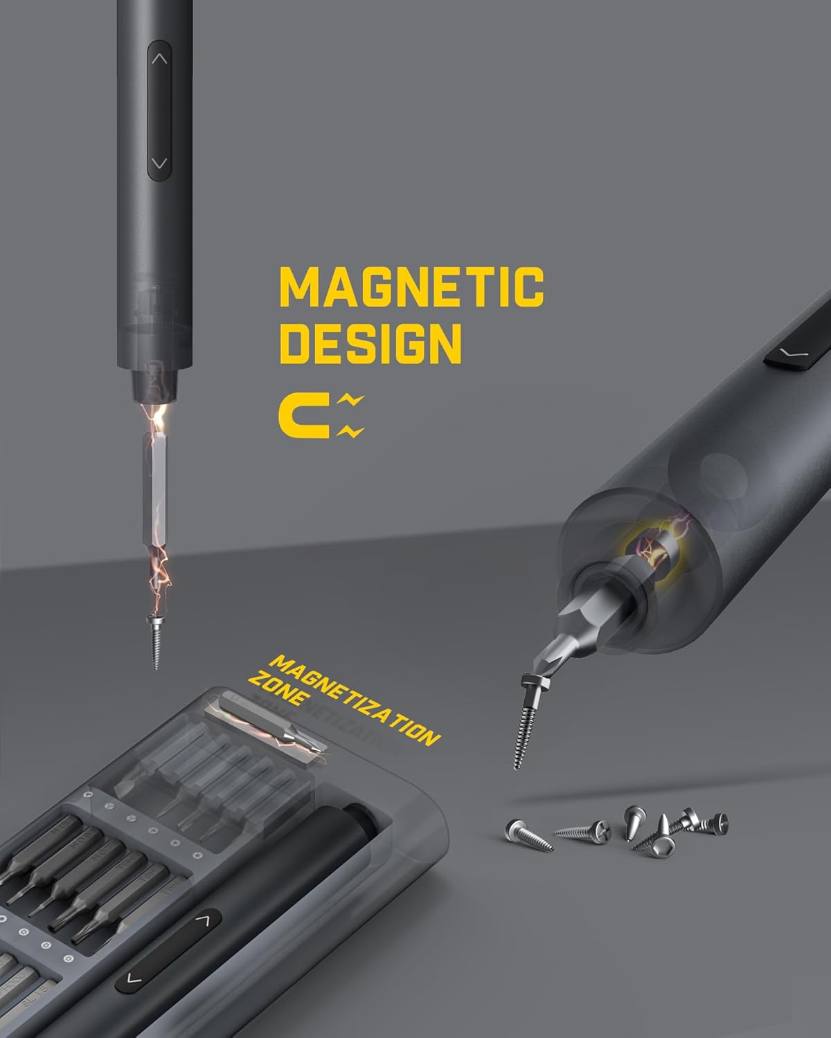 Fanttik E1 Pro Mini Electric Screwdriver, Precision Screwdriver Set with LED Light, 24 Magnetic Bits, Max. 3 N.m, Magnetic Storage, 5/32''Hex, Repair Tool Set for Phone Camera Laptop Watch