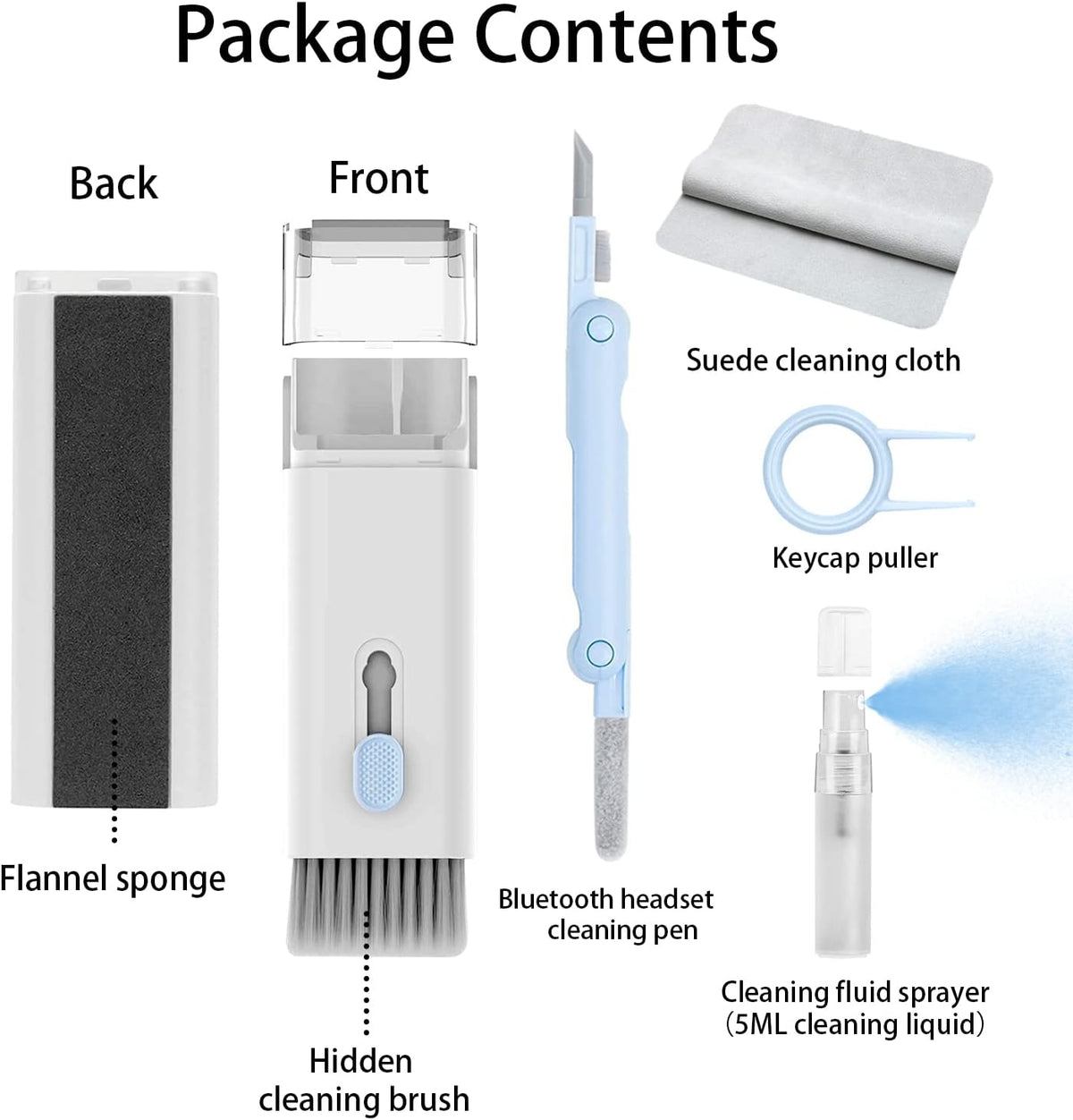 7 in 1 Electronic Cleaner kit - Keyboard Cleaner, Keyboard Cleaning Kit, Laptop Cleaner with Brush, Electronic Cleaner for Laptop/Phone/Computer/Screen (Give Away a Flannel Cloth) Blue