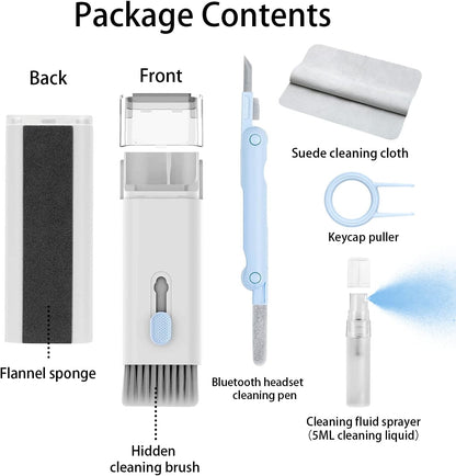 7 in 1 Electronic Cleaner kit - Keyboard Cleaner, Keyboard Cleaning Kit, Laptop Cleaner with Brush, Electronic Cleaner for Laptop/Phone/Computer/Screen (Give Away a Flannel Cloth) Blue