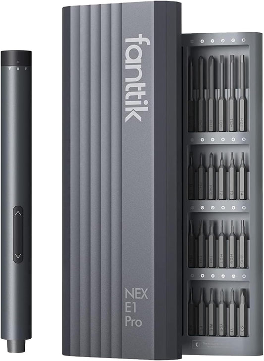 Fanttik E1 Pro Mini Electric Screwdriver, Precision Screwdriver Set with LED Light, 24 Magnetic Bits, Max. 3 N.m, Magnetic Storage, 5/32''Hex, Repair Tool Set for Phone Camera Laptop Watch