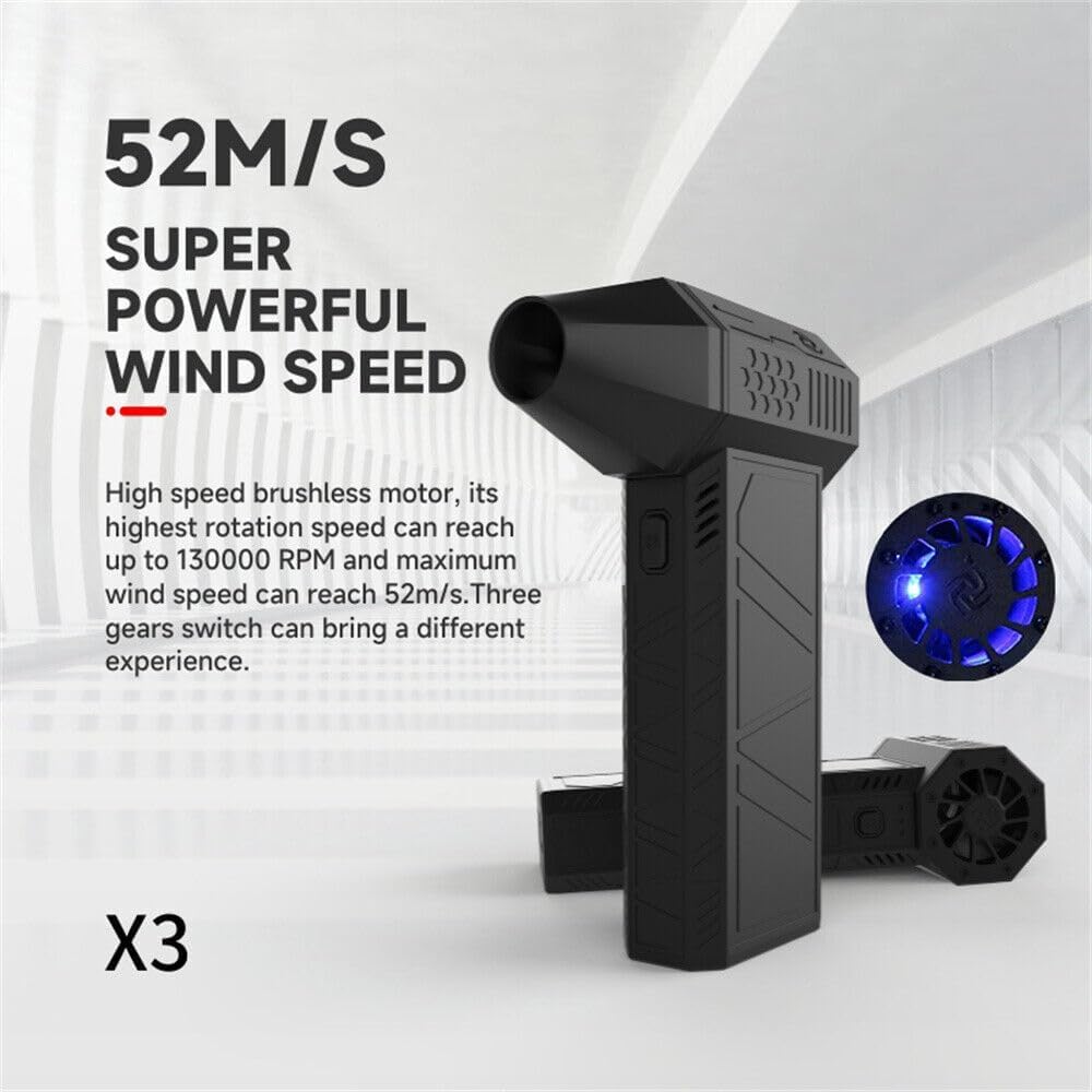 Powerful Turbo Fan,High-Speed 130,000 RPM,3 Adjustable Speed Type-C Rechargeable Clear for Car, Computer, Keyboard, Lens