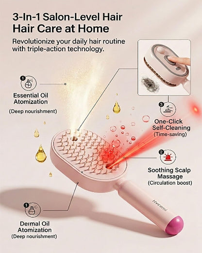Electric Spray Air Cushion Massage Comb Water Mist Hair Steam Brush for Hair Care with Oil Cup Rechargeable Handheld Detangling Anti-Static Brushes Steamer Home Spa Gift for Dry Frizzy(#1)