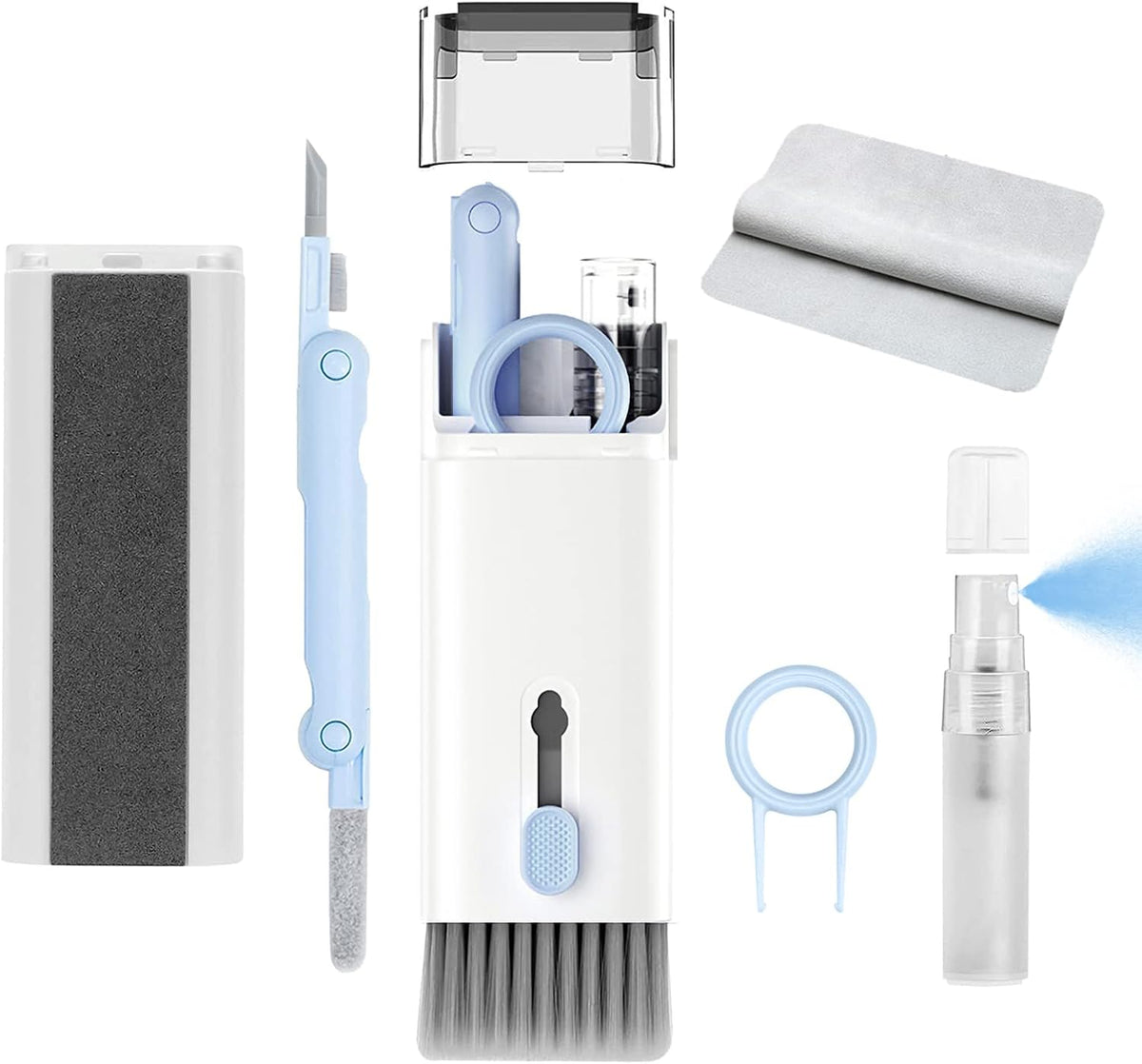7 in 1 Electronic Cleaner kit - Keyboard Cleaner, Keyboard Cleaning Kit, Laptop Cleaner with Brush, Electronic Cleaner for Laptop/Phone/Computer/Screen (Give Away a Flannel Cloth) Blue