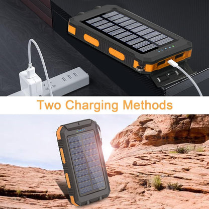 YELOMIN 38800mAh Solar Power Bank, Portable Charger USB-C Fast Charging Compatible with iPhone Samsung, Dual LED Flashlight Battery Pack, 3 Output Backup Charger for Camping Hiking Outdoor Emergency