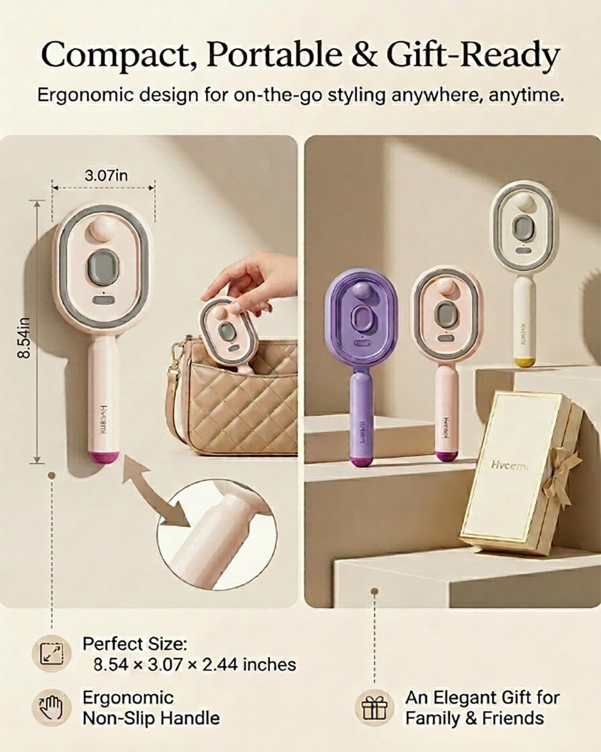 Electric Spray Air Cushion Massage Comb Water Mist Hair Steam Brush for Hair Care with Oil Cup Rechargeable Handheld Detangling Anti-Static Brushes Steamer Home Spa Gift for Dry Frizzy(#1)