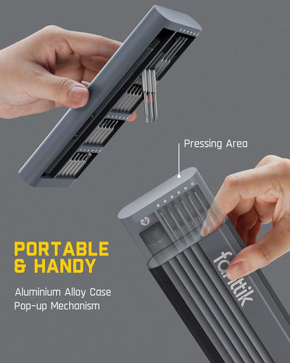 Fanttik E1 Pro Mini Electric Screwdriver, Precision Screwdriver Set with LED Light, 24 Magnetic Bits, Max. 3 N.m, Magnetic Storage, 5/32''Hex, Repair Tool Set for Phone Camera Laptop Watch