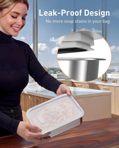 EAST OAK Heated Lunch Box for Men, Electric Lunch Box for Adults, 6.3 Cups Portable Food Warmer, 27000mAh Rechargeable Self Heating Food Heater with Memory Function, Automatic Keep Warm(Classic Black)
